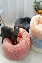 Long Plush Cat Bed House Soft Round Winter Pet Dog Cushion Mats For Small Dogs s Nest Warm Puppy Kennel 506070cm 2111047599634