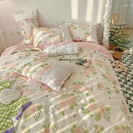 Pillow Romantic Flower Lace Bedding Set With Ruffles For Girls And Women Sets Full Bed Sheets Quilt Comforter Duvet Complete King Size