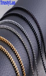 2MM Golden Black Tone Box Chain Necklace Women Fashion 316L Stainless Steel Necklaces For Men Chocker Jewellery Christmas Gifts3555018