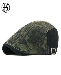 FS Camouflage Berets Hat For Men Women Herringbone Caps Washed Cotton Newsboy Cap Cabbie Ivy Flat Hat Adjustable Spring Summer3031027