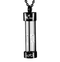 Personalised black Hourglass Urn Pendant Cremation Jewellery Urn Necklaces Memorial Ashes Necklace for Women Fill kit Chain4696479