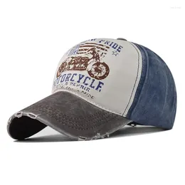 Ball Caps Unisex Cap Two-color Stitching Washed Cotton Baseball Men & Women Casual Adjustable Bone Hats Outdoor Motorcycle