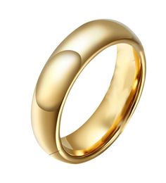 Round Edge Wedding Band Ring Tungsten Steel Custom Words Engravable Gold Plated 2mm4mm6mm6mm5704005