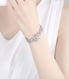 Sparkling Ins Style Fashion Cubic Zircon Leaf Bracelet Girl CZ Daily Wedding Bridal Women Bridesmaids Jewellery Link Chain8303086