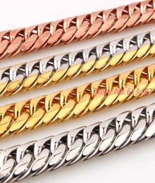 Top Quality 740quot Customed Size Heavy 316L Stainless Steel SilverGoldRose Gold Color Curb Cuban Chain Mens NecklaceBracele3010928