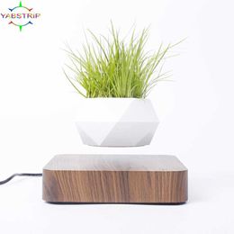Planters Pots Suspended air bonsai pots rotating flower plants magnetic levitation floating and tabletop decorations Q240429