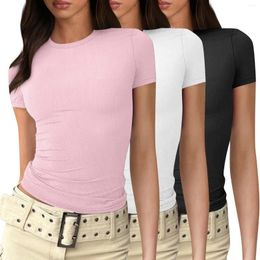 Women's T Shirts 3 Piece Set Basic T-shirt Short Sleeve Tees Tops Spring Summer Fashion Underwear Slim Fit Crop Top Blouse