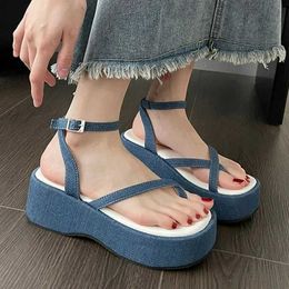 Sandals Summer Women Clip Toe Flats Platform Shoes Wedges 2024 New Trend Fashion Dress Slides Designer Ladies Zapatillas H240430