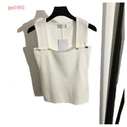 23SS Fashion Knitted Womens Top T-shirt Women's Designer Clothing Sleeveless Short Tank Tops Sexy Women T-shirts Party Night Club 8 Color White and Black