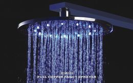 8 Inch Solid Brass LED Light Bathroom Shower No BatterySelfpowered Shower led Flash Shower Head7452455