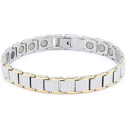 L Stainless steel bracelet IP 18K gold Colour bracelets 4 in 1 energy elements bangle magnetic healthy care braceletss Simple fashi2814662
