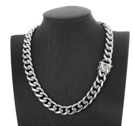 Heavy 15mm 24 Inch Silver Large Stainless Steel Cuban Curb Link Chain Necklace For Mens HipHop Jewelry3213122