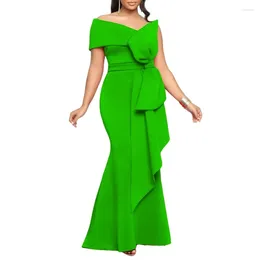 Ethnic Clothing 2024 African Maxi Dresses For Women Summer Fashion Short Sleeve Red White Green Polyester Party Evening Bodycon Dress Gowns