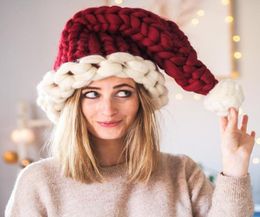 Christmas Hats Women Children Winter Soft Woollen Knitted With Ball Santa Claus Caps Family Kids Adult New Year Gift Hat2931404