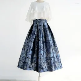 Skirts Temperament High Waist Jacquard Women Irregular High-End Streetwear Vintage All-match A-line Skirt Chic Tutu L464