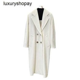 Top Maxmaras Cashmere Coat 101801 Womens Coats Winer Max Silhouette Double Breasted Woollen with Long Sleeves Elegant Temperament An