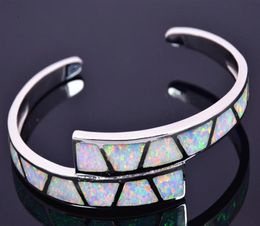 Whole Retail Fashion Fine White Fire Opal Bangles 925 Silver Plated Jewelry For Women BNT152200529218382142