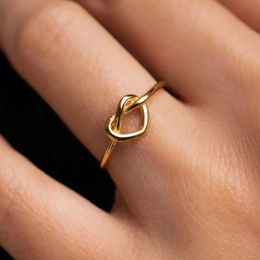 Band Rings Womens stainless steel ring golden couple heart-shaped new trend in 2024 wedding aesthetic luxury Jewellery anillos mujer Q240429