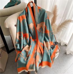 Scarves Winter Horse Animal Scarf Cashmere Women Design Print Thick Warm Blanket Shawl And Wrap Bufanda Luxury Pashmina Stoles6055433