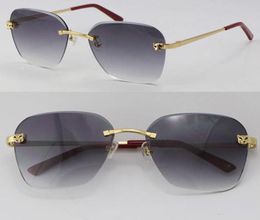 2022 New Designer Cheetah head Metal Rimless Sunglasses 0147S Luxury Diamond cut Lens Sun glasses Unisex 18K Gold Male and Female 7788773