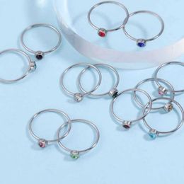 Band Rings 12 piece set of birthstone rings mirror polished stainless steel non fading mens couple fashionable Jewellery gifts Q240429