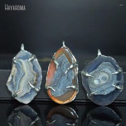 Pendant Necklaces 10Pcs Soldered Free Form Slice Claw Handmade Jewelry Tin Solar Agates PM48145