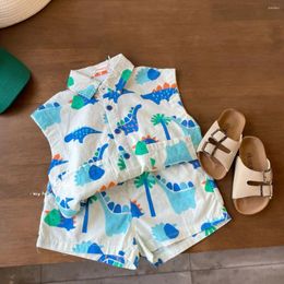 Clothing Sets Children's Set Summer Korean Edition Boys' Baby Holiday Style Beach Cartoon Cotton