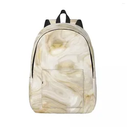 Backpack Schoolbag Student Yellow Marble Shoulder Laptop Bag School