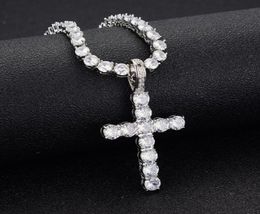 Chains Simple Cross Necklace Gold Silver Colour Crystal Pendant For Men Women Couple Jewellery Gift WholeChains1599823
