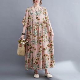 Party Dresses Bohemia Long Maxi Dress For Women Summer Thin Light Cotton Print Floral Holiday Outdoor Travel Style Beach Casual Oversize