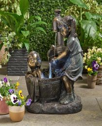 Garden Decorations Boy Girl With Fireflies Statue Resin Jar Whimsical Flowerbed Yard Patio Outdoor Sculpture Waterproof2970936