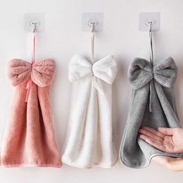 Towels Robes 1 piece of quick drying coral velvet handkerchief cute pendant bow towel thick and soft skin kitchen bathroom absorbent lazy handkerchiefL2404