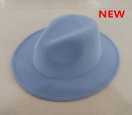 fedora hats women New classic simple wide brim felt vintage blue white green Multicolor dress winter women6814605