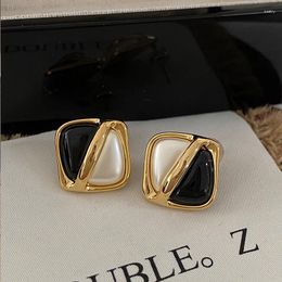 Stud Earrings Kshmir Vintage Black And White Mix Colour Square For Women Girls Fashion Elegant Korean Jewellery Gifts