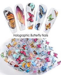 10pcs Holographic Butterfly Foil Nail Art Sticker Summer Colorful Adhesive Paper Manicure Tips Nail Art Decorations GL8102264S1295809