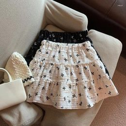 Skirts Chic Mini Skirt Women 2024 Bow Printing Elastic High Waist Cake A-line Anti-emptied Tierred Streetwear Summer Dropship