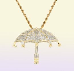 hip hop Umbrella Zircon Pendant necklace for men golden alloy rhinestone luxury Cuban chain fashion jewelr292g2699423