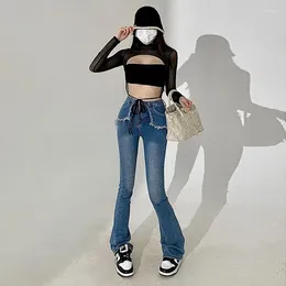 Women's Jeans TVVOVVIN Spicy Girl Sexy Retro Flare 2024 Spring/Summer Women's High Waist Elastic Slim Fashion Wrapped Hip 5I4B