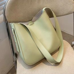 Shoulder Bags Simple PU Leather Bucket Crossbody For Women 2024 Fashion Female Solid Colour Handbags And Purses Green White