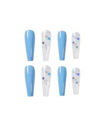 Fake nails overhead with glue coffin artificial nails tips with designs press on nail false set professional nail art tool5229537