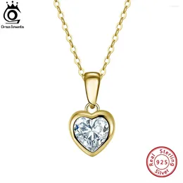 Pendants ORSA JEWELS 14K Gold Plated Sterling Silver Brilliant Heart Cubic Zirconia Necklace Premium CZ Pendant 925 Jewellery Gifts APN04