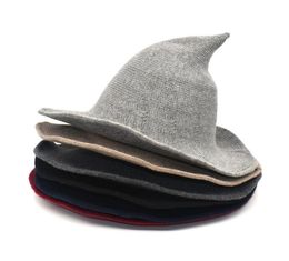 Women Modern Witch Wool Hat Foldable Costume Sharp Pointed Knit Felt Halloween Party Hats Witches Hat Warm Cap9059378