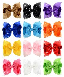 8 Inch Large Grosgrain Ribbon Bow hair Hairpin Girl Bow With Pearl Clip Kid Hair Clip Boutique Hair Bows Accessories A1014480074