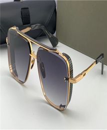New popular TOP sunglasses limited edition SIX men design K gold retro square frame crystal cutting lens with grid detachable5010201