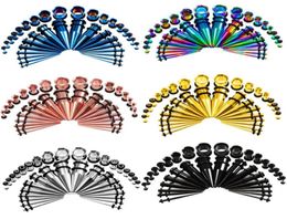 36PcsSet 6 Styles Ear Gauge Taper And Plug Stretching Kits Flesh Tunnel Expansion Body Piercing Jewellery Earring 14G00G G79L8880828