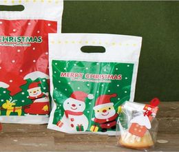 Whole 50pclot Merry Christmas Cookie packaging Lovely snowman plastic bags for biscuits snack baking package 21266cm9919283