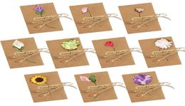 Dried Flowers Greeting Cards Handmade Greeting Cards Vintage Kraft Blank Note Card Thank Notes for Birthday Party Invitat7340078