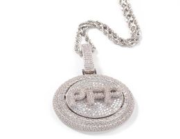 AZ Custom Name Letters Gold Silver Iced Out Full CZ Diamond Rotating Letter Pendant Necklace Mens Fashion Hip Hop Jewelry3270570