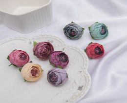 Mini Artificial Tea Rose Bud small peony Camellia Flores flower head for wedding ball decoration DIY Craft gifts For party decorat7647846