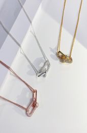 Fashion Luxury necklace earring set designer hardwear jewelry Horseshoe for women party Rose Gold Platinum diamonds jewellery wholesale with box 601530626907048